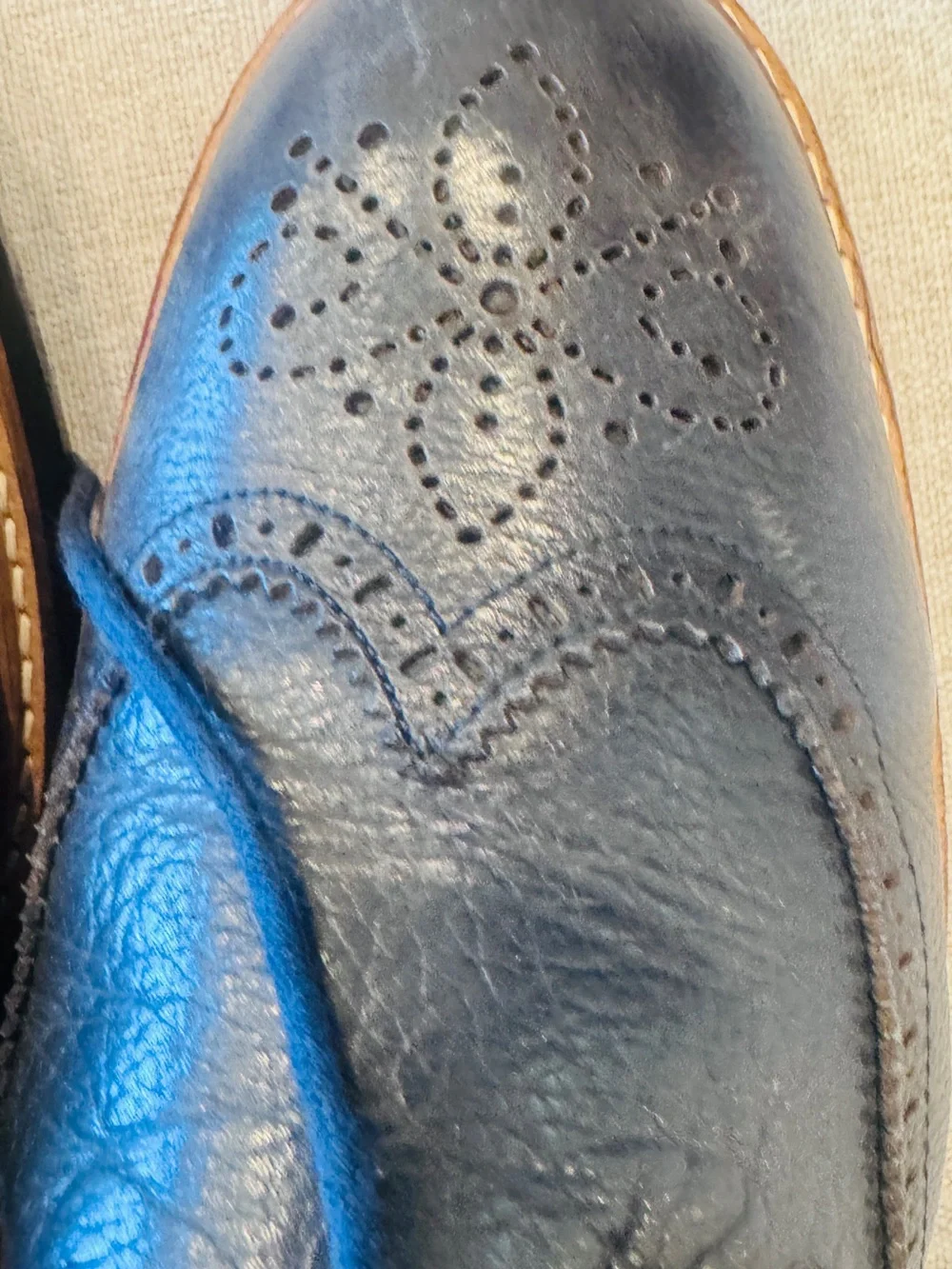 Men's Navy Blue Leather Wingtip Oxfords purchased in London
